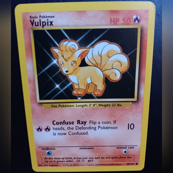Vulpix Pokemon Card - Base Set - NO. 68/102 Common Non-Holo - Picture 2 of 9